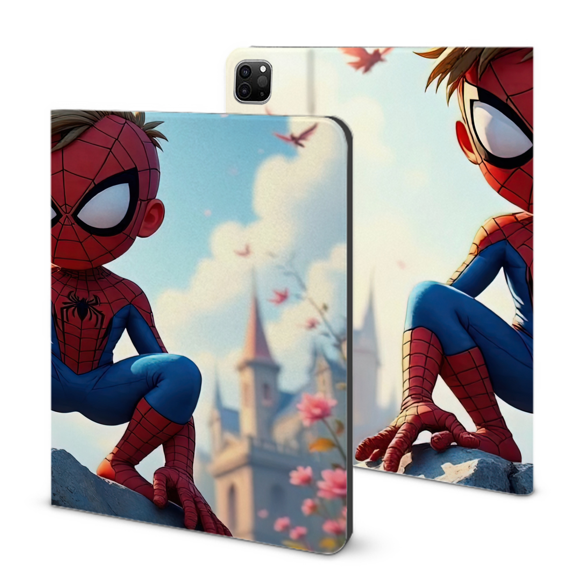 （画像用） Spider Man スパイダーマン IPad ケース ブック型 PUレザー TPU 耐衝撃 軽量 薄型 ペン収納なし 全面保護 IPad 各モデル対応